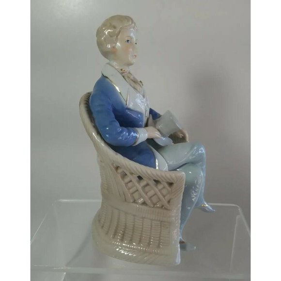 Vintage Lenwile ARDALT JAPAN COLONIAL FIGURINES Man in Wicker Chair 7.5" tall - Picture 5 of 12